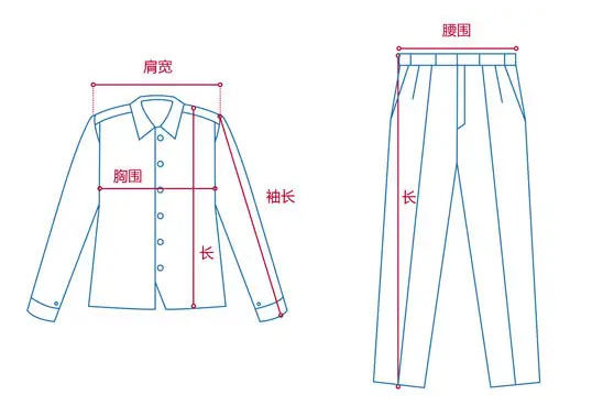 定做工作服測量展示圖，短袖工作服定做，冬季工作服定做